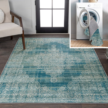 Regis Bohemian Medallion Washable Area Rug